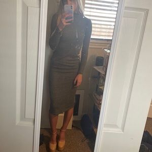 Womens gray knit midi dress